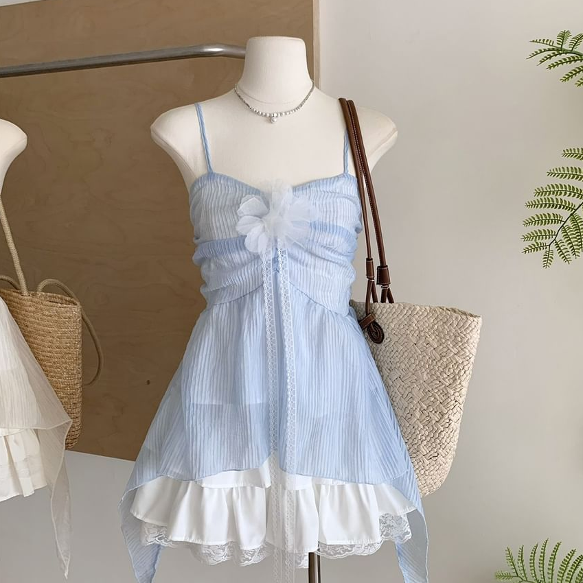 Gentle Tiered Women's Homecoming Dress Pale Blue Corset Short Prom Dress Party Dress RS2680