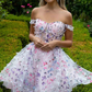 White Butterfly Embroidery Slim Sexy Tutu Short Skirt Homecoming Dress R5480