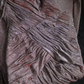 Dark red halter-neck, fitted, pleated, fishtail skirt, long ball gown R6751