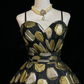Black background circular pattern suspender waist puffy A-line skirt short skirt homecoming dress R4938
