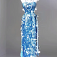 Blue Strapless Sequin-Embellished Waist-Cinched Slim-Fit Long Ball Gown R7149