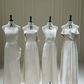 Silver waist-cinched, sexy and figure-flattering ball gown, bridesmaid dress R5952
