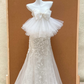 White bow neckline hip sexy long dress bridal gown R5758