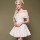 White one-shoulder slim waist A-line cake skirt homecoming dress R5281