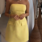 Yellow tube top waist slim skirt homecoming dress R5600
