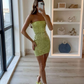 Green tube top slim waist hip skirt homecoming dress R5520