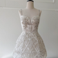 White bottom bright diamond suspender low cut sexy waist A-line skirt homecoming dress R5020