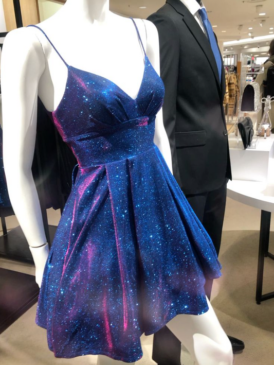 Glitter Gradient Women's Homecoming Dress Starry Corset Short Prom Dress Party Dress RS2614