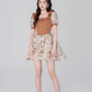 French ruffled square neck jacquard short-sleeved dress summer new high waist lantern sleeve waist short skirt R4180