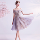 Elegant Purple Homecoming Dress , Tulle Embroidery Corset Mini Evening Dress RS1454