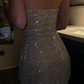 Sequins Glitter Slim Women's Homecoming Dress Sliver Corset Short Prom Dress Party Dress RS2479