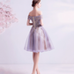Elegant Purple Homecoming Dress , Tulle Embroidery Corset Mini Evening Dress RS1454
