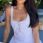 White pure suspenders waist slim short skirt homecoming dress R3306