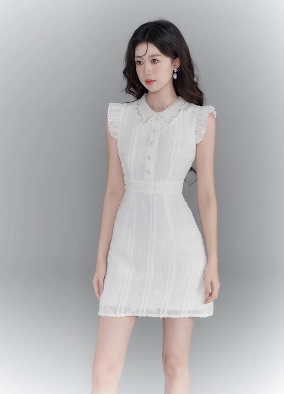 French dress new summer style waist slimming temperament high-end white short skirt R4505