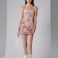Lace fishbone print dress summer lace patchwork waist bag hip skirt R3334