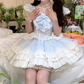Sweet design sweetheart lolita dress bride bow waist slim flying sleeves puffy princess dress R1680