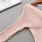 Pure desire slim waist sexy hip pink dress V-neck bottom knitted long skirt R0296