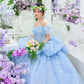 Dreamy Pale Blue A-Line Strapless Applique Corset Maxi Birthday Dress Evening Dress RS381