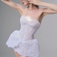 White tube top lace sexy fishbone slim short skirt homecoming dress R4532