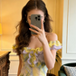 Light yellow off-the-shoulder fitted long ball gown R8699