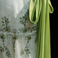 White halter neckline green diamond waist lace skirt mid-length dress homecoming dress R4899