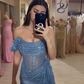 Blue tube top waist fish bone top sexy short skirt homecoming dress R5481