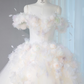 White off-the-shoulder, fitted waist, full skirt, long ball gown, bridal dress R9028