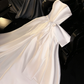 White strapless fitted satin long ball gown/bridal dress R8728