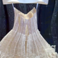 Apricot Strapless Diamond Waist Slim Fit Puffy Skirt Homecoming Dress R4172