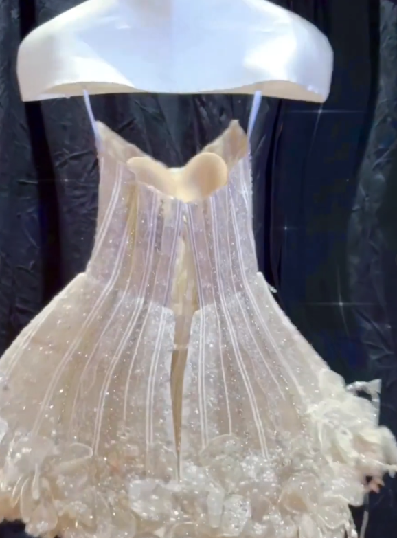 Apricot Strapless Diamond Waist Slim Fit Puffy Skirt Homecoming Dress R4172