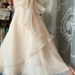 Apricot pink halter-neck mini dress with a fitted waist, a ball gown R6272