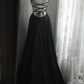 Black halter-neck fitted long ball gown R6791