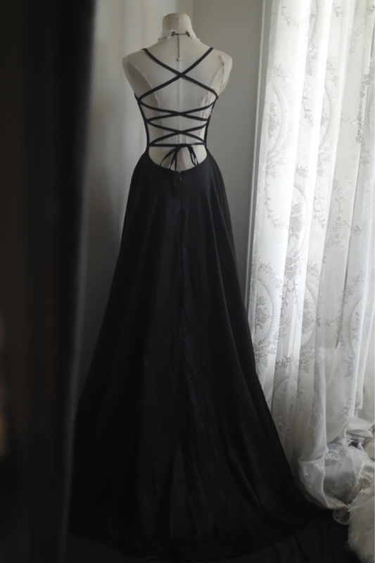 Black halter-neck fitted long ball gown R6791