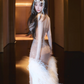 Champagne Strapless Crystal-Embellished Waist-Cinched Sexy Bodycon Floor-Length Prom Dress R7111