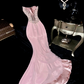 Pink strapless fitted waist elegant fairy long ball gown R6951