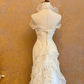 White Halter Neck Waist-Cinched Slim-Fit Sexy Floor-Length Ball Gown, Bridal Gown R7357