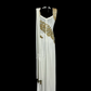 White sleeveless fitted waist embroidered long ball gown R6672