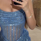 Blue tube top waist fish bone top sexy short skirt homecoming dress R5481