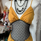 Yellow halter-neck fitted fishtail gown, ball gown R6351