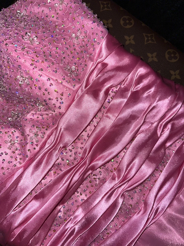 Pink strapless fitted long princess ball gown R6870