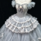 Light gray off-shoulder fitted waist slim-fitting ball gown with a full skirt R8695