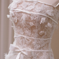 White Strapless Lace Waist Slim A-Line Long Dress Bridal Gown R5718