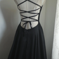 Black halter-neck fitted long ball gown R6791