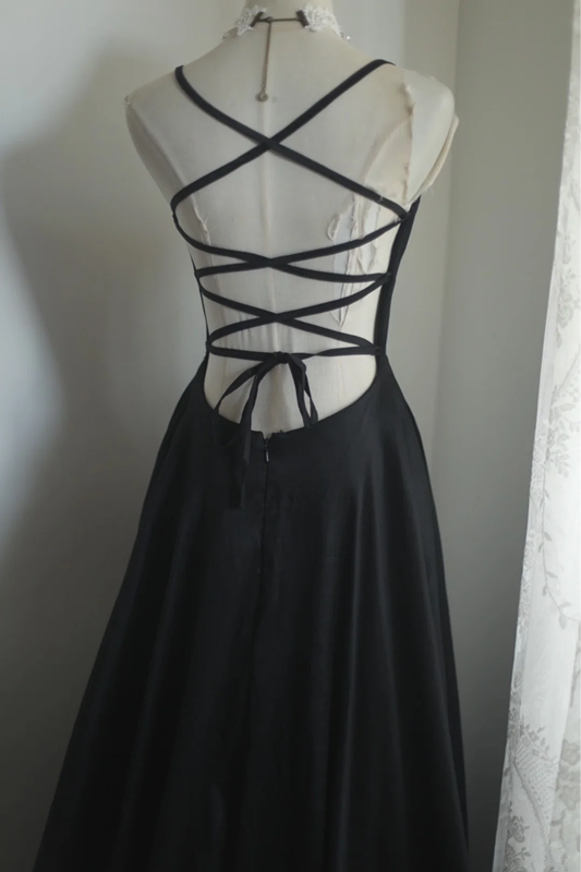 Black halter-neck fitted long ball gown R6791