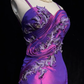 Purple suspender design pleated embroidery waist mid-length fishtail skirt skirt homecoming dress R4939