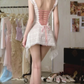White lace sexy backless slim A-line mini skirt homecoming dress R4492