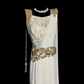 White sleeveless fitted waist embroidered long ball gown R6672