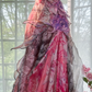 Light pink floral print strapless fitted long ball gown R7666