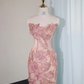 Pink strapless fitted long ball gown, bridal dress R8968