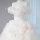 White off-the-shoulder, fitted waist, full skirt, long ball gown, bridal dress R9028